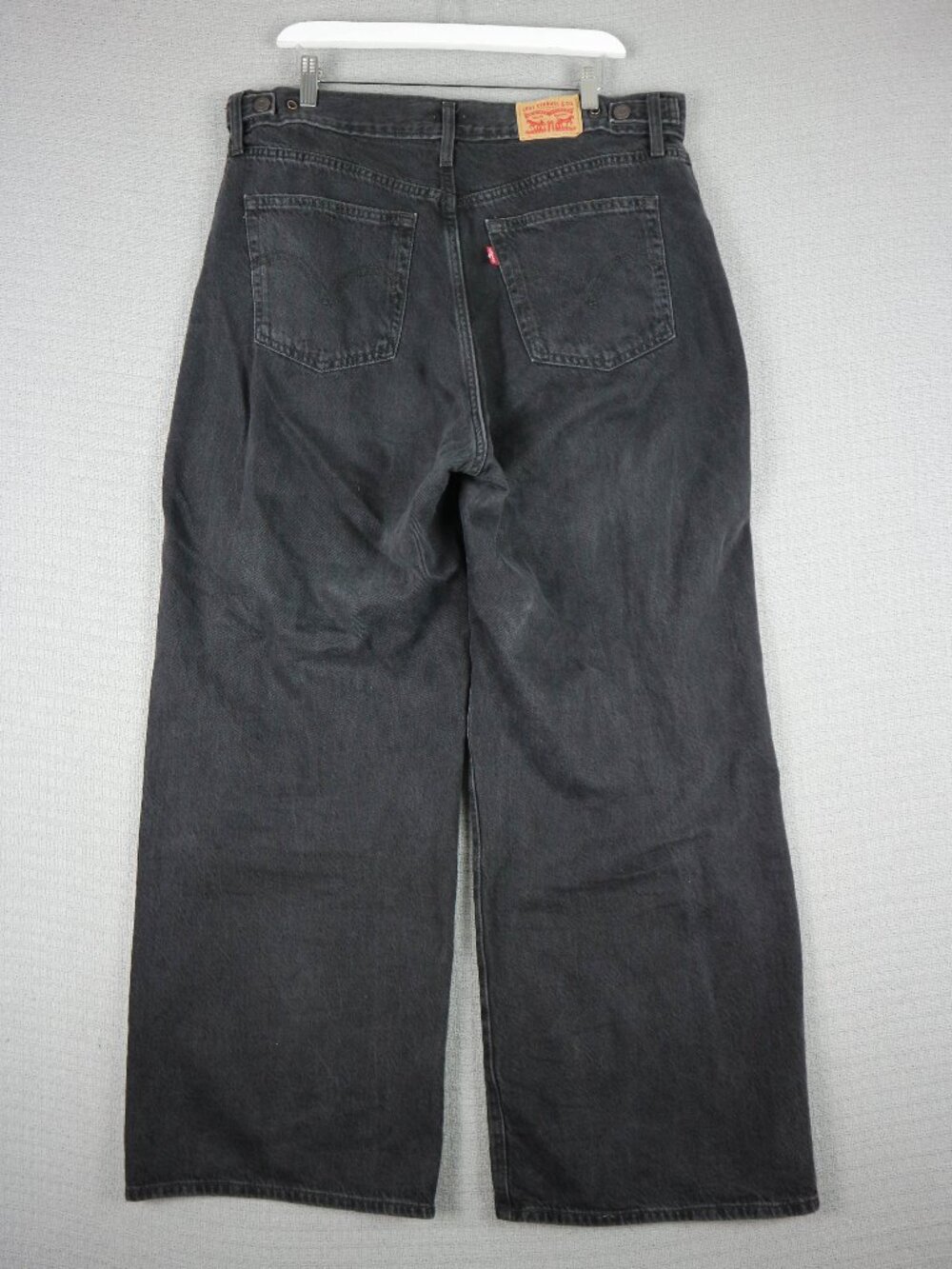 Levi's Cinch Baggy Wide Cut Washed Black Denim Jeans 33x31 Adjustable